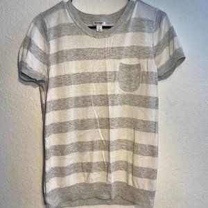 Old Navy Knit Gray and White Striped Shirt Size L